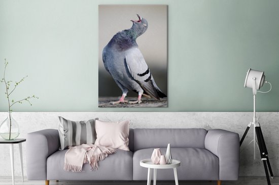 Tableau Peinture Pigeon Chanteur - 80x120 cm - Décoration murale