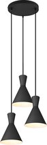 LED Hanglamp - Trion Ewomi - E27 Fitting - 3-lichts - Rond - Mat Zwart - Aluminium