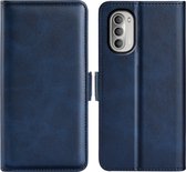 Motorola Moto G51 Hoesje - MobyDefend Luxe Wallet Book Case (Sluiting Zijkant) - Blauw - GSM Hoesje - Telefoonhoesje Geschikt Voor: Motorola Moto G51