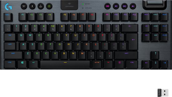 Logitech G915 TKL Draadloos Mechanisch Gaming Keyboard – GL Tactile – QWERTY (ISO) – Zwart