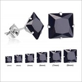 Aramat jewels ® - Oorstekers vierkant zirkonia staal zwart 5mm