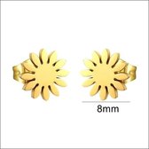 Aramat jewels ® - Goudkleurige zweerknopjes bloem oorbellen chirurgisch staal 8mm