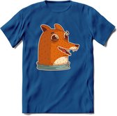 Lachende vos T-Shirt Grappig | Dieren honden Kleding Kado Heren / Dames | Animal Skateboard Cadeau shirt - Donker Blauw - XL