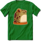 Blije kikker T-Shirt Grappig | Dieren reptielen Kleding Kado Heren / Dames | Animal Skateboard Cadeau shirt - Donker Groen - XXL