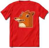 Friendly fox T-Shirt Grappig | Dieren vos Kleding Kado Heren / Dames | Animal Skateboard Cadeau shirt - Rood - XXL