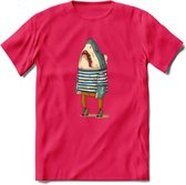 Casual haai matroos T-Shirt Grappig | Dieren vissen Kleding Kado Heren / Dames | Animal Skateboard Cadeau shirt - Roze - XL
