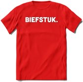 Biefstuk - Snack T-Shirt | Grappig Verjaardag Kleding Cadeau | Eten En Snoep Shirt | Dames - Heren - Unisex Tshirt | - Rood - L