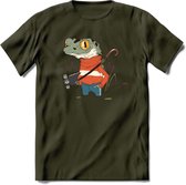 Casual kikker T-Shirt Grappig | Dieren reptiel Kleding Kado Heren / Dames | Animal Skateboard Cadeau shirt - Leger Groen - XL