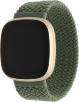 Bandje Voor Fitbit Versa 3 / Sense Nylon Gevlochten Solo Band - Inverness Groen - Maat: S - Horlogebandje, Armband