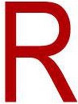 Mini letter R, rood wit 22,8 x 38 mm - 12/vel