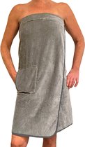 HOMELEVEL sauna handdoek voor dames - Katoenen saunakilt met klittenband - Lichtgrijs - One size