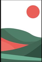 Walljar - Green Waves II - Muurdecoratie - Poster