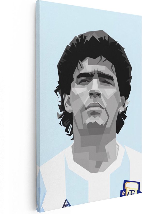 Artaza Canvas Schilderij Diego Maradona bij Argentinië - 40x60 - Poster Foto op Canvas - Canvas Print