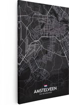Artaza - Peinture sur Canevas - Carte de la ville d'Amstelveen en noir - 20x30 - Petit - Photo sur Toile - Impression sur Toile