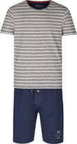 Phil & Co Shortama Heren Grijs/Blauw Stripe - Maat  XL