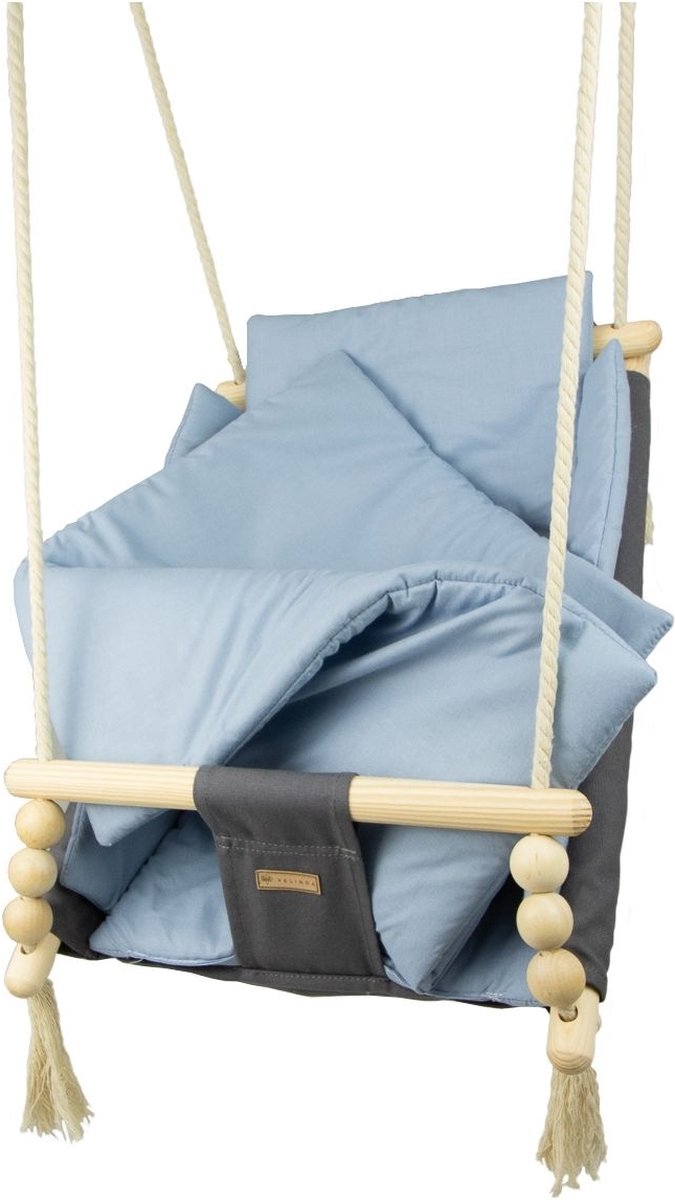 Babyschommel - voor binnen - antraciet blauw - tot 20 kg van Calmo by Mio Amore — afbeelding 4