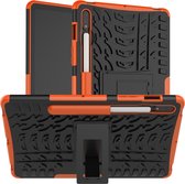 Case2go - Tablet Hoes geschikt voor Samsung Galaxy Tab S8 (2022) - Schokbestendige Back Cover - Met pencil houder - Oranje