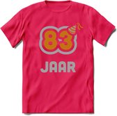 83 Jaar Feest T-Shirt | Goud - Zilver | Grappig Verjaardag Cadeau Shirt | Dames - Heren - Unisex | Tshirt Kleding Kado | - Roze - XXL