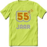 55 Jaar Feest T-Shirt | Goud - Zilver | Grappig Verjaardag Cadeau Shirt | Dames - Heren - Unisex | Tshirt Kleding Kado | - Groen - 3XL