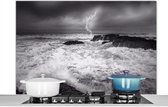Spatscherm keuken 120x80 cm - Kookplaat achterwand Storm op zee fotoprint - Muurbeschermer - Spatwand fornuis - Hoogwaardig aluminium