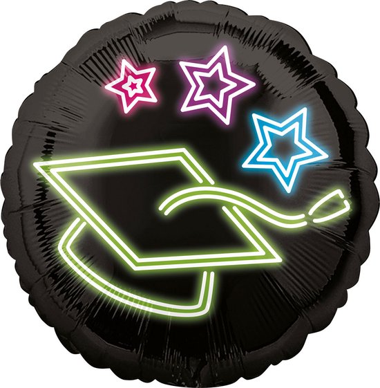 Anagram Folieballon Geslaagd Junior 40 Cm Neon/zwart