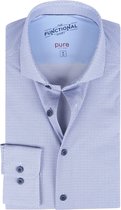 Pure - The Functional Shirt Print Blauw - Heren - Maat 42 - Slim-fit