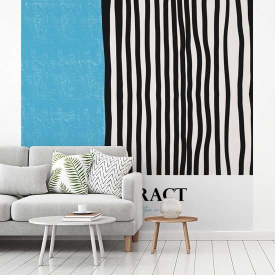 Papier Peint - Papiers Papier peint photo Blauw - Zwart - Wit - Abstrait - Largeur 280 cm x Hauteur 280 cm