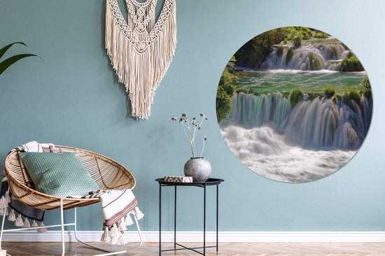 WallCircle - Wall Circle - Wall Circle - Cascades sauvages dans les rivières du Parc National de Krka en Croatie - Aluminium - Dibond - 120x120 cm - Intérieur et Extérieur XXL