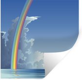 Muurstickers - Sticker Folie - Een illustratie van een regenboog boven de zee - 120x120 cm - Plakfolie - Muurstickers Kinderkamer - Zelfklevend Behang XXL - Zelfklevend behangpapier - Stickerfolie