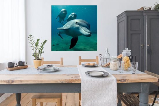 Affiche Water - Dauphin - Blauw - 100x100 cm XXL