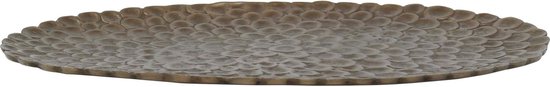 PTMD Lerissa Ovale Schaal - 50 x 28 x 3 cm - Aluminium - Goud - Bloemen