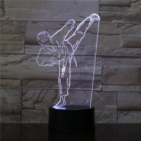 3D Led Lamp Met Gravering - RGB 7 Kleuren - Karate