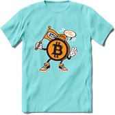 BTC Mascot - Crypto T-Shirt Kleding Cadeau | Dames / Heren / Unisex | Bitcoin / Ethereum shirt | Grappig Verjaardag kado | BTC Tshirt Met Print | - Licht Blauw - XL