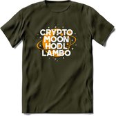 Crypto Moon - T-Shirt Kleding Cadeau | Dames / Heren / Unisex | Bitcoin / Ethereum shirt | Grappig Verjaardag kado | Tshirt Met Print  Prijs - Leger Groen - M