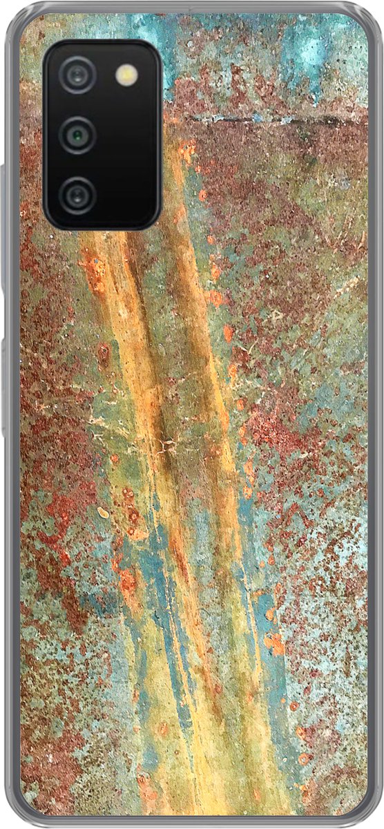 Telefoonhoesje Geschikt voor Samsung Galaxy A03s hoesje - Roest print - Goud - Metalen - Siliconen Telefoonhoesje Telefoonhoesje