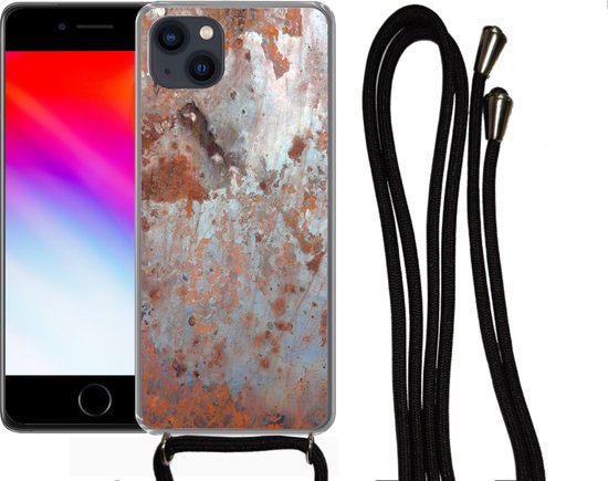 Coque avec cordon iPhone 13 Mini - Métaux - Rouille - Argent - Siliconen - Bandoulière - Coque arrière avec cordon - Coque pour téléphone avec cordon - Coque avec corde