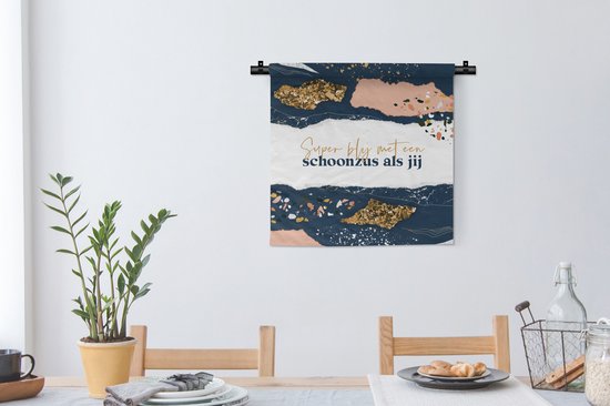 Tapisserie - Tissu mural - Citation - Or - Sœur - 60x60 cm - Tapisserie