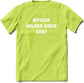 BTC Holder Since 2022 - Crypto T-Shirt Kleding Cadeau | Dames / Heren / Unisex | Bitcoin / Ethereum shirt | Grappig Verjaardag kado | BTC Tshirt Met Print | - Groen - L