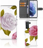 Wallet Book Case Geschikt voor Samsung Galaxy S22 Plus Telefoon Hoesje Cadeau voor haar Roses