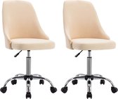 Decoways - Eetkamerstoelen 2 st stof crèmekleurig