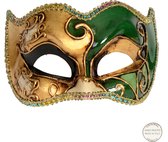Venetiaans masker Colombina Joker Musica goud groen