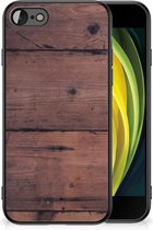 GSM Hoesje Customize iPhone 7/8/SE 2020/2022 Leuk TPU Back Cover met Zwarte rand Old Wood