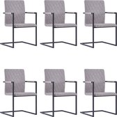 Decoways - Eetkamerstoelen 6 st kunstleer lichtgrijs