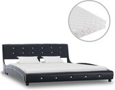 Decoways - Bed met matras kunstleer zwart 160x200 cm