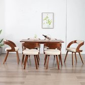 Decoways - Eetkamerstoelen 6 stuks gebogen hout en kunstleer crème