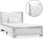 Decoways - Bedframe kunstleer wit 100x200 cm