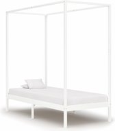 Decoways - Hemelbedframe massief grenenhout wit 100x200 cm