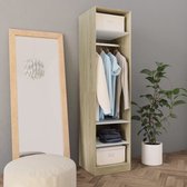 Decoways - Kledingkast 50x50x200 cm spaanplaat wit en sonoma eiken