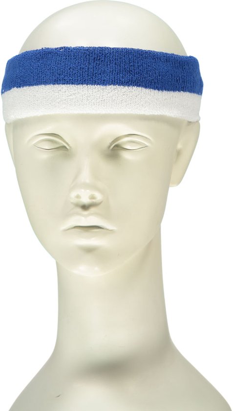 Apollo - Feest hoofdband - gekleurde hoofdband kobalt blauw-wit one size