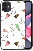 Silicone Back Case Geschikt voor iPhone 11 Telefoon Hoesje met Zwarte rand IJsjes